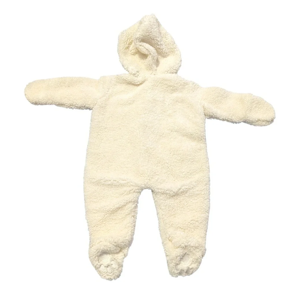 Magnetic Me Newborn Sherpa Fleece Magnetic Pram Suit Bear Ear Hooded Cloud 5-8lb